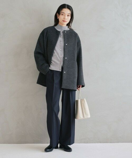 green label relaxing / グリーンレーベル リラクシング その他アウター | ［size SHORTあり］アンゴラビーバー ノーカラー ミドル コート | 詳細11