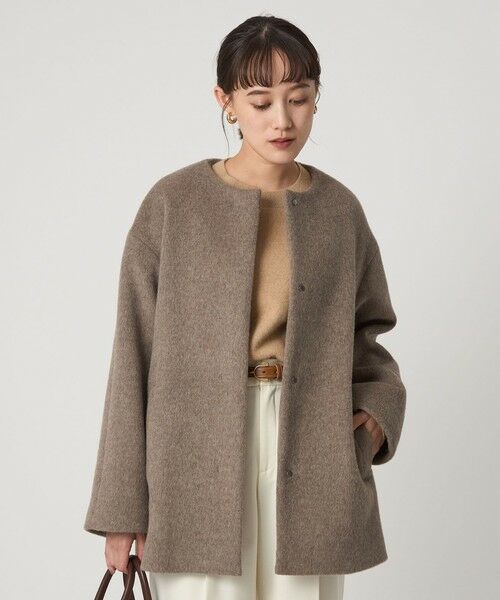 green label relaxing / グリーンレーベル リラクシング その他アウター | ［size SHORTあり］アンゴラビーバー ノーカラー ミドル コート | 詳細21