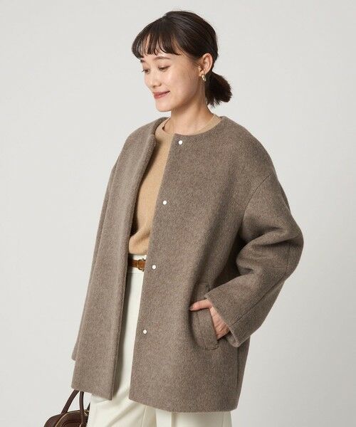 green label relaxing / グリーンレーベル リラクシング その他アウター | ［size SHORTあり］アンゴラビーバー ノーカラー ミドル コート | 詳細23