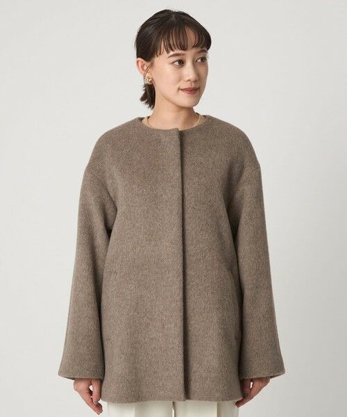green label relaxing / グリーンレーベル リラクシング その他アウター | ［size SHORTあり］アンゴラビーバー ノーカラー ミドル コート | 詳細26