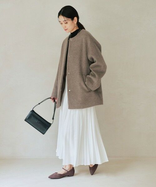 green label relaxing / グリーンレーベル リラクシング その他アウター | ［size SHORTあり］アンゴラビーバー ノーカラー ミドル コート | 詳細19