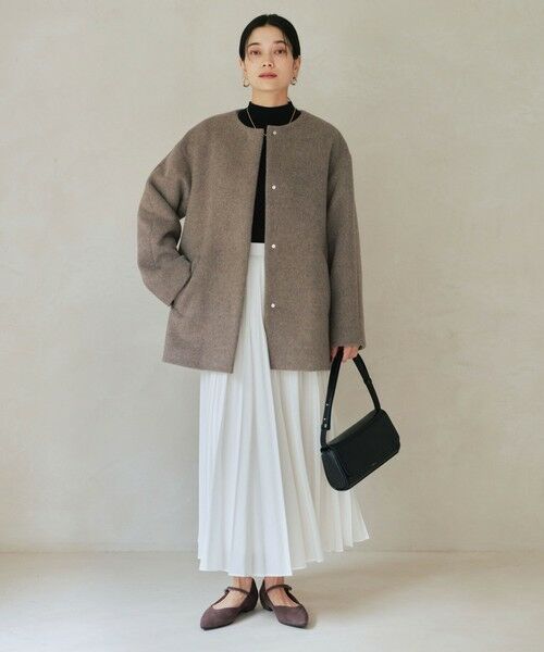 green label relaxing / グリーンレーベル リラクシング その他アウター | ［size SHORTあり］アンゴラビーバー ノーカラー ミドル コート | 詳細20