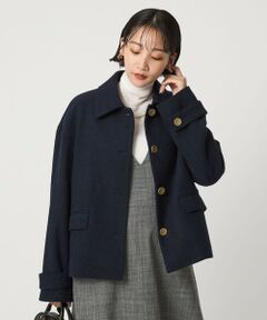 green label relaxing / グリーンレーベル リラクシング その他アウター | ヘリンボーン 襟付き ショート ジャケット コート