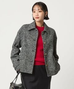 green label relaxing / グリーンレーベル リラクシング その他アウター | ヘリンボーン 襟付き ショート ジャケット コート