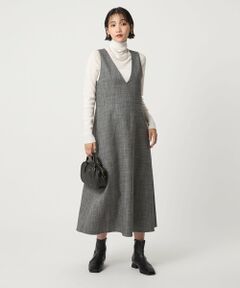 green label relaxing / グリーンレーベル リラクシング ロング・マキシ丈ワンピース | ［size SHORTあり］TWEEDY  ツイーディー Vネック フレア ジャンパースカート