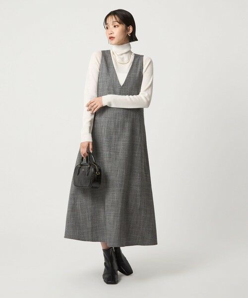 green label relaxing / グリーンレーベル リラクシング ロング・マキシ丈ワンピース | ［size SHORTあり］TWEEDY  ツイーディー Vネック フレア ジャンパースカート | 詳細1