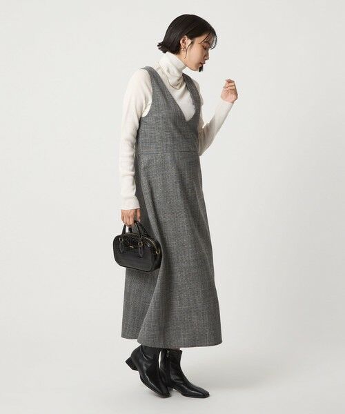 green label relaxing / グリーンレーベル リラクシング ロング・マキシ丈ワンピース | ［size SHORTあり］TWEEDY  ツイーディー Vネック フレア ジャンパースカート | 詳細3