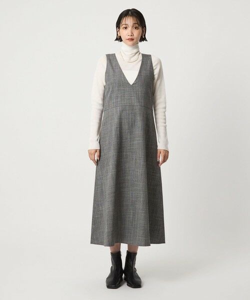 green label relaxing / グリーンレーベル リラクシング ロング・マキシ丈ワンピース | ［size SHORTあり］TWEEDY  ツイーディー Vネック フレア ジャンパースカート | 詳細4