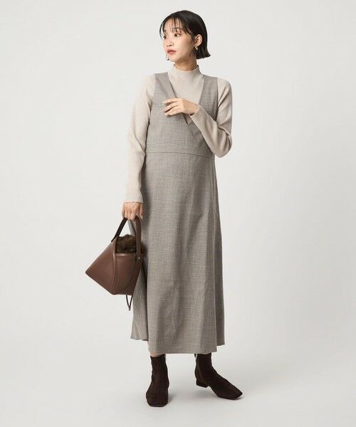 green label relaxing / グリーンレーベル リラクシング ロング・マキシ丈ワンピース | ［size SHORTあり］TWEEDY  ツイーディー Vネック フレア ジャンパースカート | 詳細18