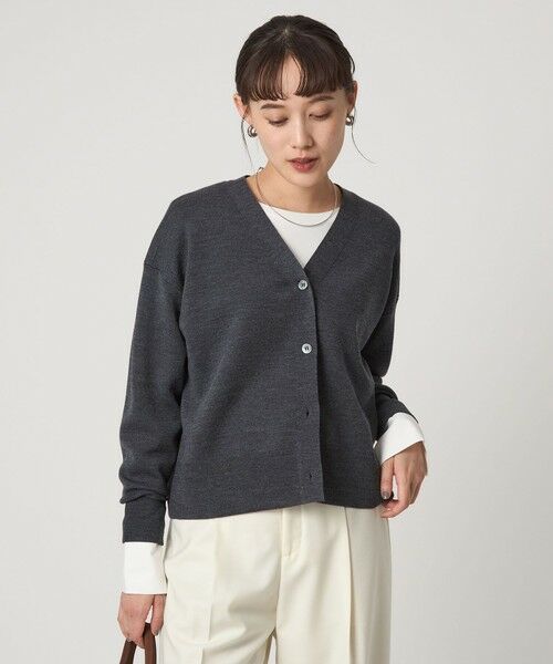 green label relaxing / グリーンレーベル リラクシング カーディガン・ボレロ | ウール スムース Vネック カーディガン ウォッシャブル | 詳細5