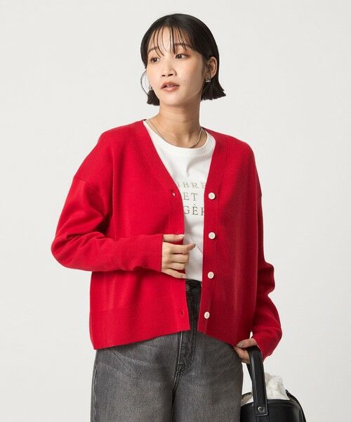 green label relaxing/グリーンレーベル リラクシング ウール スムース Vネック カーディガン ウォッシャブル RED FREE green label relaxing/グリーンレーベル リラクシング ウール スムース Vネック カーディガン ウォッシャブル RED FREE