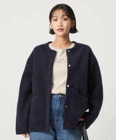 green label relaxing / グリーンレーベル リラクシング カーディガン・ボレロ | ［size SHORTあり］FOXブレンド セッケツ ノーカラー カーディガン