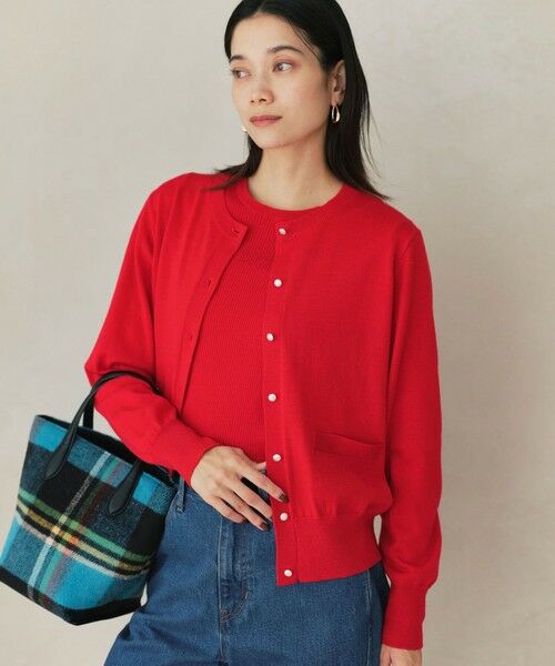 green label relaxing/グリーンレーベル リラクシング ウール クルーネック カーディガン ウォッシャブル RED FREE green label relaxing/グリーンレーベル リラクシング ウール クルーネック カーディガン ウォッシャブル RED FREE