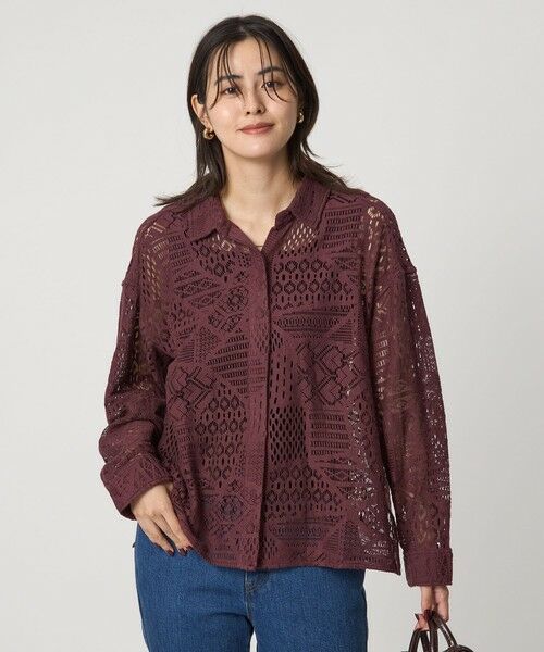 green label relaxing/グリーンレーベル リラクシング クラフトレース シャツ DK. BROWN FREE