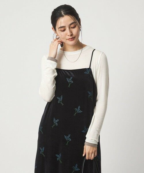 green label relaxing / グリーンレーベル リラクシング カットソー | ベアテン フェイクレイヤード クルーネック プルオーバー(OFF WHITE)