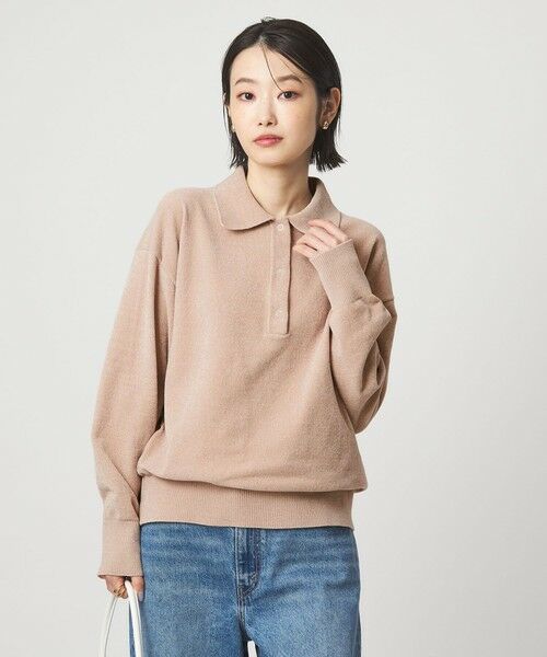 green label relaxing / グリーンレーベル リラクシング ニット・セーター | モールヤーン ポロニット プルオーバー ウォッシャブル（LT.PINK）