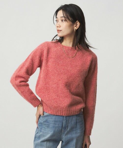 green label relaxing/グリーンレーベル リラクシング 【別注】＜Harley of Scotland＞ニット プルオーバー PINK FREE