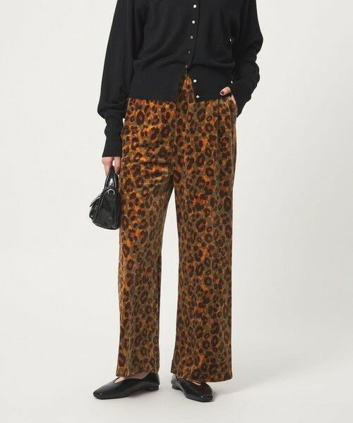 green label relaxing/グリーンレーベル リラクシング ベロア レオパード ワイド パンツ MD. BROWN FREE green label relaxing/グリーンレーベル リラクシング ベロア レオパード ワイド パンツ MD. BROWN FREE