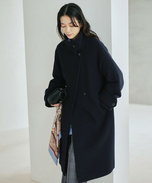 green label relaxing/グリーンレーベル リラクシング ［size SHORT/TALLあり］SENTDALE WOOL スタンドカラー ロング コート NAVY XS-S(SHORT-36)