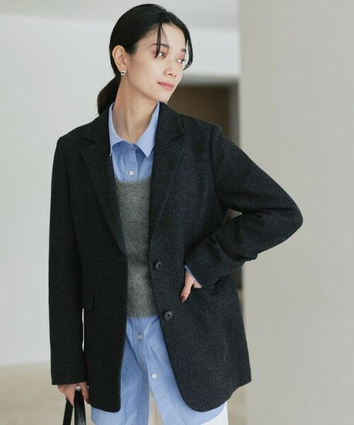 green label relaxing/グリーンレーベル リラクシング ［size SHORTあり］ウーリー テーラード ジャケット DK. GRAY M(38)