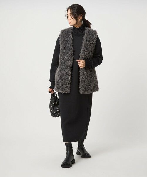 green label relaxing / グリーンレーベル リラクシング ロング・マキシ丈ワンピース | ダンボール ハイネック ワンピース | 詳細1