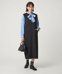 green label relaxing / グリーンレーベル リラクシング ロング・マキシ丈ワンピース | ［size SHORTあり］カルゼ キーネック ジャンパースカート