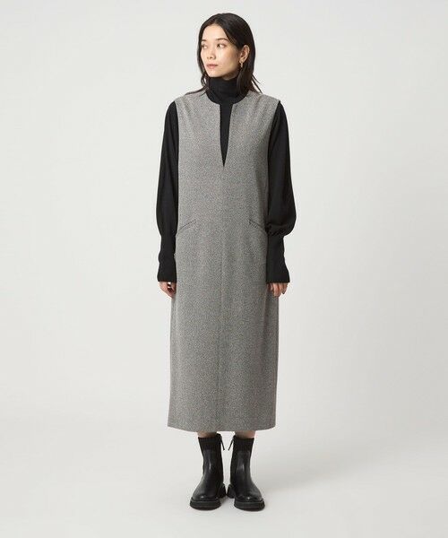 green label relaxing / グリーンレーベル リラクシング ロング・マキシ丈ワンピース | ［size SHORTあり］カルゼ キーネック ジャンパースカート | 詳細7