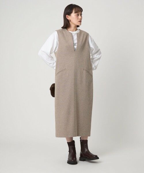 green label relaxing / グリーンレーベル リラクシング ロング・マキシ丈ワンピース | ［size SHORTあり］カルゼ キーネック ジャンパースカート | 詳細18