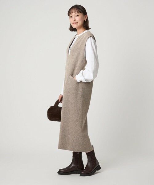 green label relaxing / グリーンレーベル リラクシング ロング・マキシ丈ワンピース | ［size SHORTあり］カルゼ キーネック ジャンパースカート | 詳細19