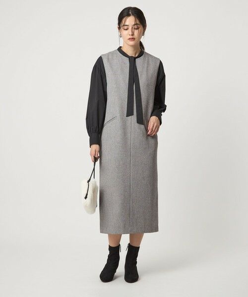 green label relaxing / グリーンレーベル リラクシング ロング・マキシ丈ワンピース | ［size SHORTあり］キーネック ジャンパースカート | 詳細1