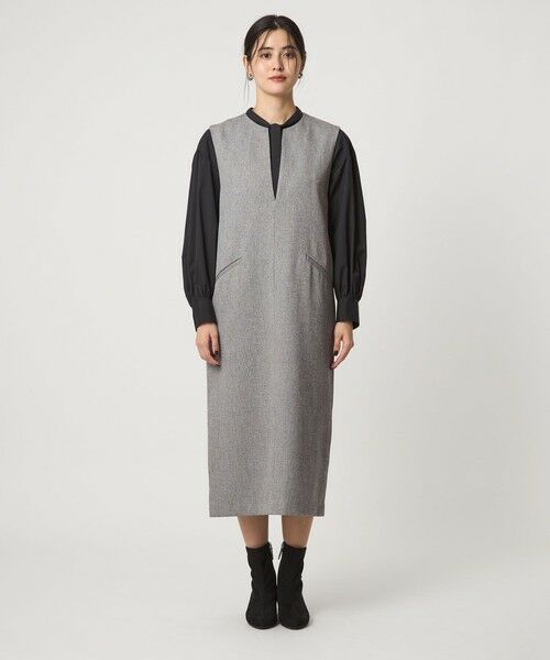 green label relaxing / グリーンレーベル リラクシング ロング・マキシ丈ワンピース | ［size SHORTあり］キーネック ジャンパースカート | 詳細4