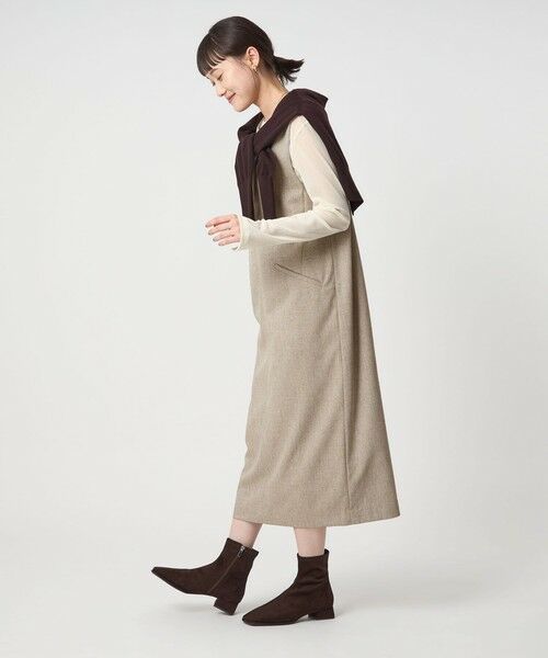 green label relaxing / グリーンレーベル リラクシング ロング・マキシ丈ワンピース | ［size SHORTあり］キーネック ジャンパースカート | 詳細9