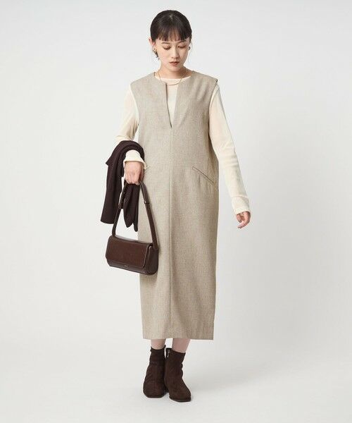 green label relaxing / グリーンレーベル リラクシング ロング・マキシ丈ワンピース | ［size SHORTあり］キーネック ジャンパースカート | 詳細10