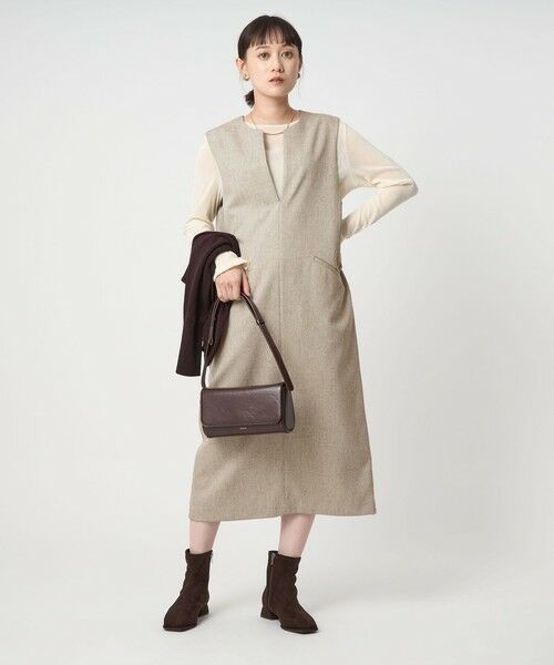 green label relaxing / グリーンレーベル リラクシング ロング・マキシ丈ワンピース | ［size SHORTあり］キーネック ジャンパースカート | 詳細11