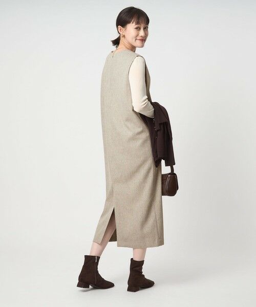 green label relaxing / グリーンレーベル リラクシング ロング・マキシ丈ワンピース | ［size SHORTあり］キーネック ジャンパースカート | 詳細12