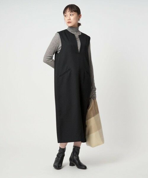 green label relaxing / グリーンレーベル リラクシング ロング・マキシ丈ワンピース | ［size SHORTあり］キーネック ジャンパースカート | 詳細19