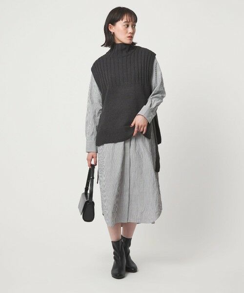 green label relaxing / グリーンレーベル リラクシング ロング・マキシ丈ワンピース | ニット ベスト × シャツ ワンピース セット | 詳細8