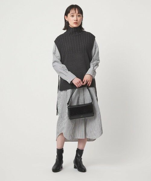 green label relaxing/グリーンレーベル リラクシング ニット ベスト × シャツ ワンピース セット DK. GRAY FREE green label relaxing/グリーンレーベル リラクシング ニット ベスト × シャツ ワンピース セット DK. GRAY FREE
