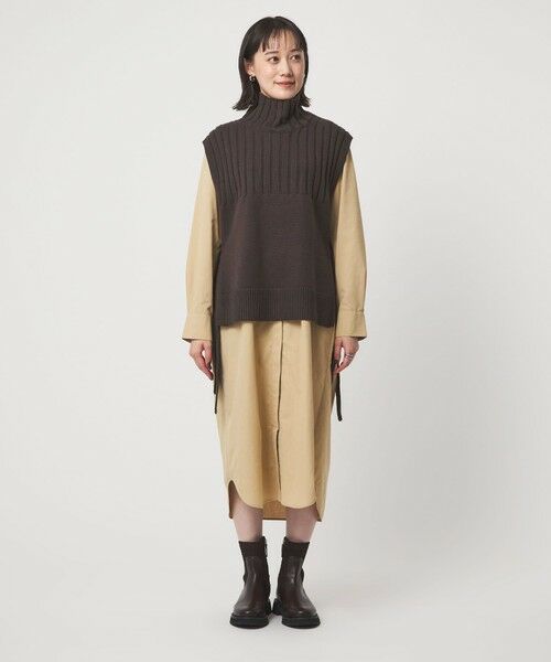 green label relaxing / グリーンレーベル リラクシング ロング・マキシ丈ワンピース | ニット ベスト × シャツ ワンピース セット | 詳細13