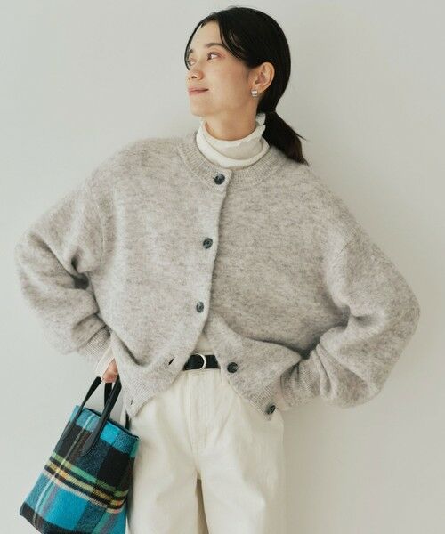 green label relaxing / グリーンレーベル リラクシング カーディガン・ボレロ | アルパカブレンド クルーネック カーディガン | 詳細1
