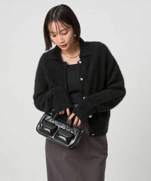 green label relaxing/グリーンレーベル リラクシング ヘアリー ニット ポロカーデイガン BLACK FREE green label relaxing/グリーンレーベル リラクシング ヘアリー ニット ポロカーデイガン BLACK FREE