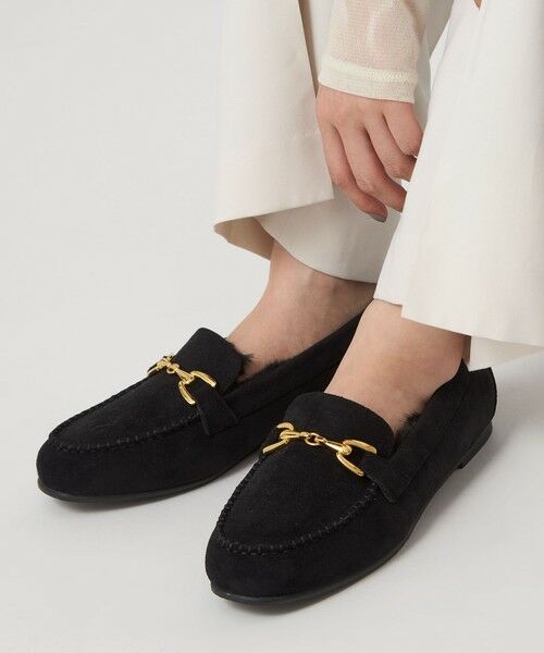 green label relaxing/グリーンレーベル リラクシング ウォームビット モカシン シューズ 撥水 BLACK 25.5cm