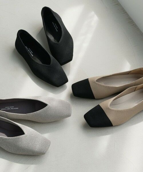 green label relaxing / グリーンレーベル リラクシング フラットシューズ | ウェルネス ニット スクエアVカット シューズ 撥水 ウォッシャブル | 詳細13