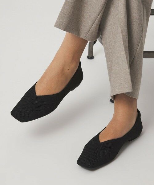 green label relaxing / グリーンレーベル リラクシング フラットシューズ | ウェルネス ニット スクエアVカット シューズ 撥水 ウォッシャブル | 詳細14