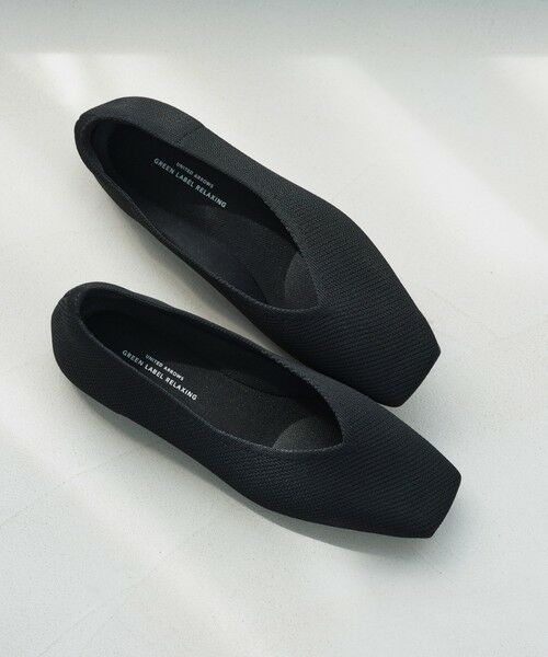 green label relaxing/グリーンレーベル リラクシング ウェルネス ニット スクエアVカット シューズ 撥水 ウォッシャブル BLACK 24.5cm