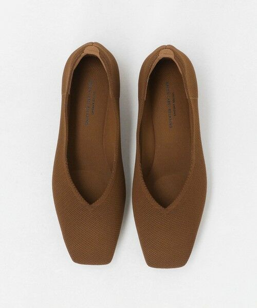 green label relaxing / グリーンレーベル リラクシング フラットシューズ | ウェルネス ニット スクエアVカット シューズ 撥水 ウォッシャブル（MD.BROWN）