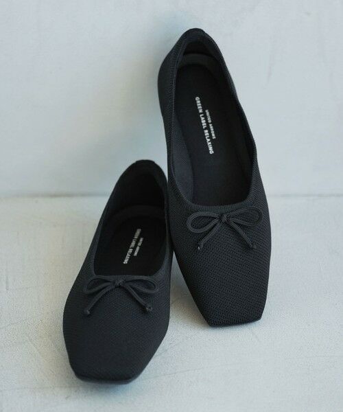 green label relaxing/グリーンレーベル リラクシング ウェルネス スクエア バレエシューズ / フラットシューズ 撥水 ウォッシャブル BLACK 23cm