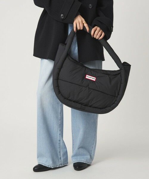 green label relaxing / グリーンレーベル リラクシング ショルダーバッグ | ＜HUNTER＞フレイムド パファー ホーボー バッグ （ラージ）（BLACK）