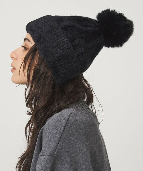 green label relaxing/グリーンレーベル リラクシング ニットシャギー ポンポンキャップ / ニットキャップ BLACK FREE