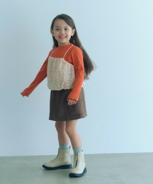 green label relaxing / グリーンレーベル リラクシング カットソー | 起毛レースキャミ×テレコロング Tシャツ セット / キッズ | 詳細1